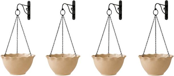 AverVera Hanging Flower Pots with Metal Chain Indoor & Outdoor Garden Planters Plant Container Set