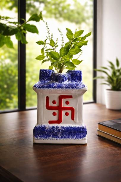 Vaachi Creations Designer Tulsi Pot – VastuFriendly, DurablePlanter for Home Temple - 10 Inch Plant Container Set