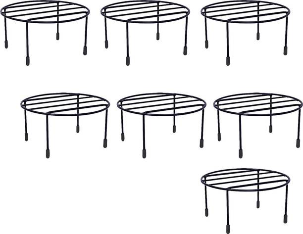 Green Gardenia Pot Stand with Bottom Rubber for Indoor& Outdoor,Garden | Black-Pack of 7 Plant Container Set
