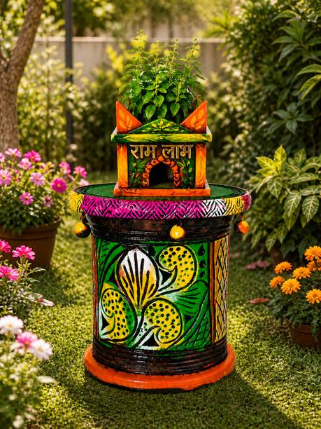 Turtulsgroup Traditional Tulsi Planter – Ram Lobh design ke saath Plant Container Set