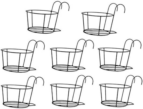 Green Gardenia Hanging Flower Pot Railing Basket Durable Outdoor,Balcony,Terrace Railing Basket Plant Container Set