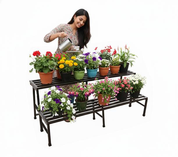 Iron Lands Oak 2 Step 37 inch 3 Feet 94 cm Heavy Duty Pot Stand Plant Container Set