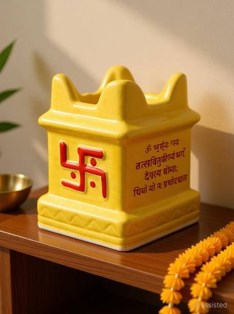 Vaachi Creations Designer Tulsi Pot – VastuFriendly, DurablePlanter for Home Temple - 7 Inch Plant Container Set