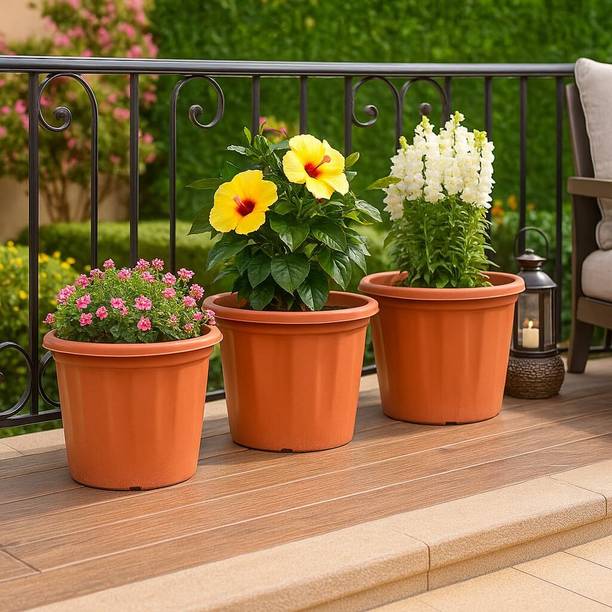 UGAOO UV Treated Gardening Pots and Planters for Plants-10 Inch Set of 3 Pots Plant Container Set