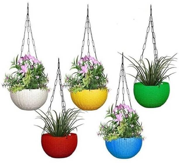 Needwise rattan hanging pots pack of 5 Plant Container Set