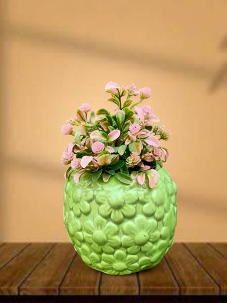KTCeStore Exclusive Green Flower Engraved Designer Plant Pot Plant Container Set
