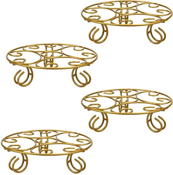 ROLLYWARE Designer Metal Plant Stands-Low Corner Stands, Heavy Duty Flower Pot Holders Plant Container Set