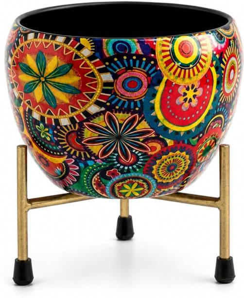 Tinku k Store Metal Planter Pot with Stand for Balcony, Office (Pack of 1) Plant Container Set