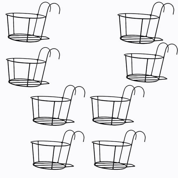 Green Gardenia Hanging Flower Pot Railing Basket Durable Outdoor,Balcony,Terrace Railing Basket Plant Container Set