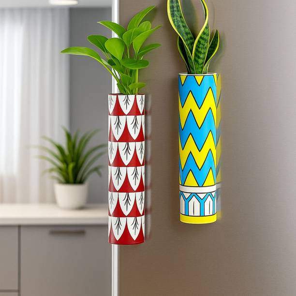 Titir Metal Magnetic Fridge Planters| Hydroponic Flower Pot with Strong Freeze Magnets Plant Container Set