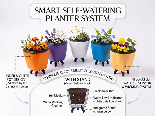 AWESTAR INCORPORATION SELF WATERING POTS Plant Container Set