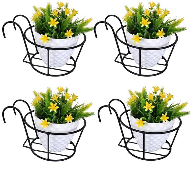 Sam Stylish Trendy Hanging Flower/Plants Pot Holder Railing Plant Holder Home Balcony Decor Plant Container Set