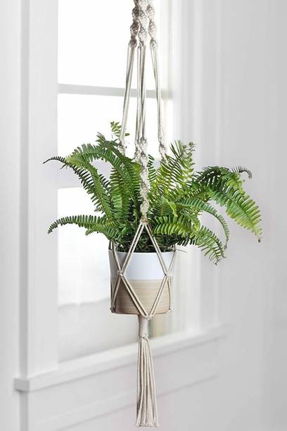 ecofynd Macrame Cotton Plant Hanger|Rope Wall Hanging Flower Pot Holder without Plant Container Set