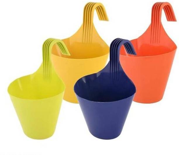 blooming furnancy Single Hook Plastic Hanging Flower Pot for Home & Garden Plant Container Set Plant Container Set