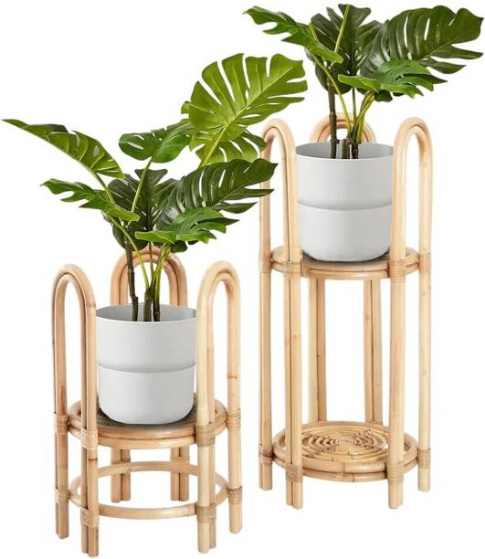 GRASSMINDS Handcrafted Rattan Plant Stand | Home for Your Greenery | Indoor and Outdoor Plant Container Set