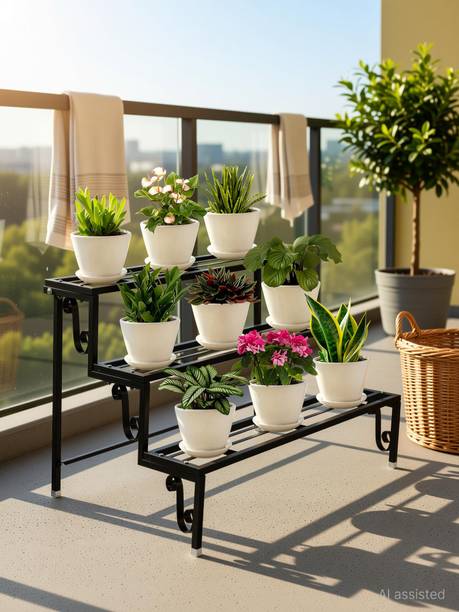 POTSTAND HEAVY GAUGE 3 STEPS METAL Plant Container Set