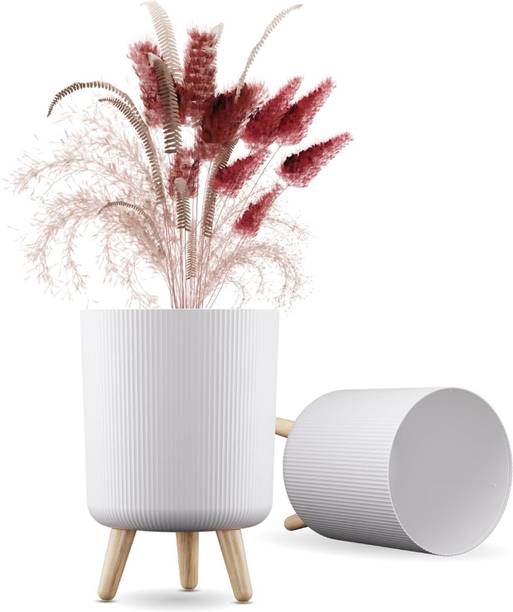 ZENOVIA Minimalist Standing Indoor Flower Pot Ceramic Style Pot with Tripod Legs Plant Container Set