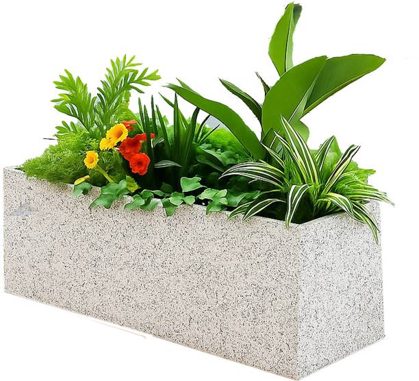 Cinagro Marble Print Rectangular Pot 19.5", Premium Polypropylene Material, Plant Container Set