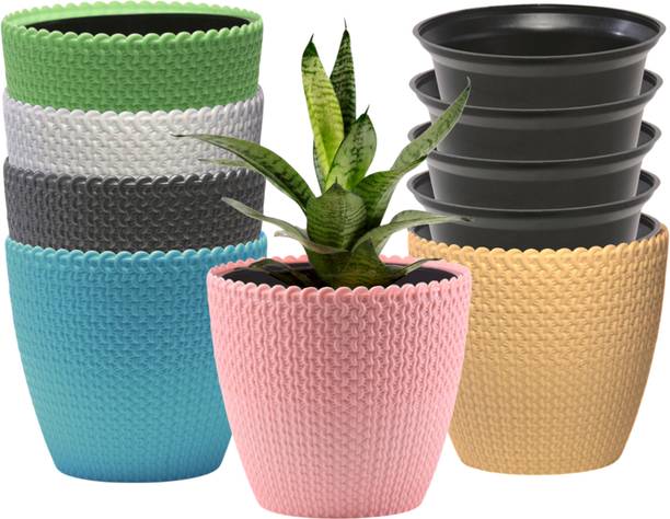 DOAP Flower Pots , 6 inch Self Watering Planters For Home & Office Indoor Decor Plant Container Set