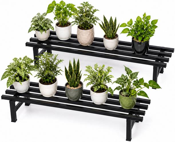Craftopia.. 24 Inch Square Tube Plant Stand (Set of 2) | Heavy Duty Iron Pot Stand Plant Container Set
