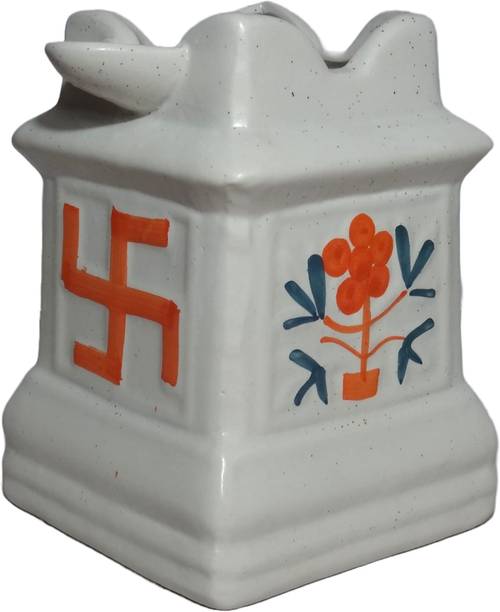 Pottery Mart "Premium" Tulsi Ceramic Pot Medium Sized for Indoor, Outdoor, Home Office, Pooja Plant Container Set