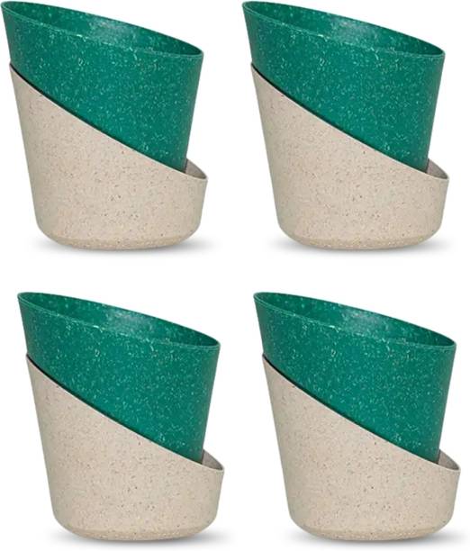 Natural Earth Atlantis Self Watering Flower Plant Pots for Home, Balcony & Office | Green Plant Container Set
