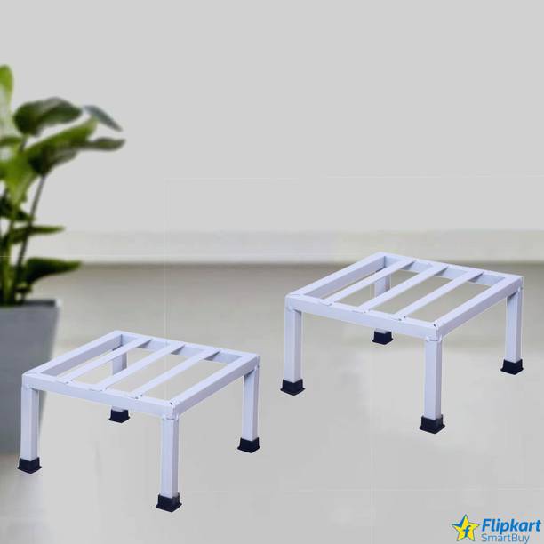 Flipkart SmartBuy Thick Metal Plant Stand for Balcony (Square) & Garden (Set of 2, White) Plant Container Set