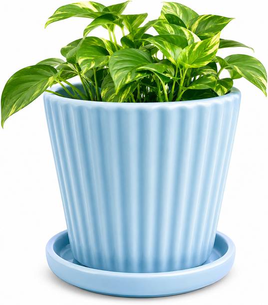 SHYAMNA Line Plet Ceramic Flower Pot for Indoor & Outdoor Plants Decorative Vase Plant Container Set