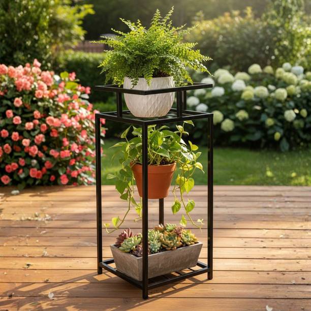 Hs Retail Double Decker Metal Stand for Home & Garden | Outdoor Plant Stand Rack Plant Container Set
