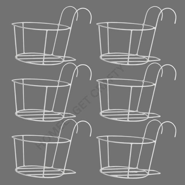Homely Get Crafty White Hanging Flower Pot Holder Railing Potted Plant Stand Plant Container Set