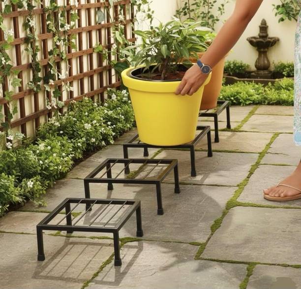 mother'sCraft Metal Plant Stand Heavy Duty Flower Pot Gamla Stand for Balcony Indoor Outdoor Plant Container Set