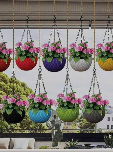Ramanuj Planter Fancy Chain Hanging Pots for Home & Decoration Planters, Terrace, Garden Plant Container Set