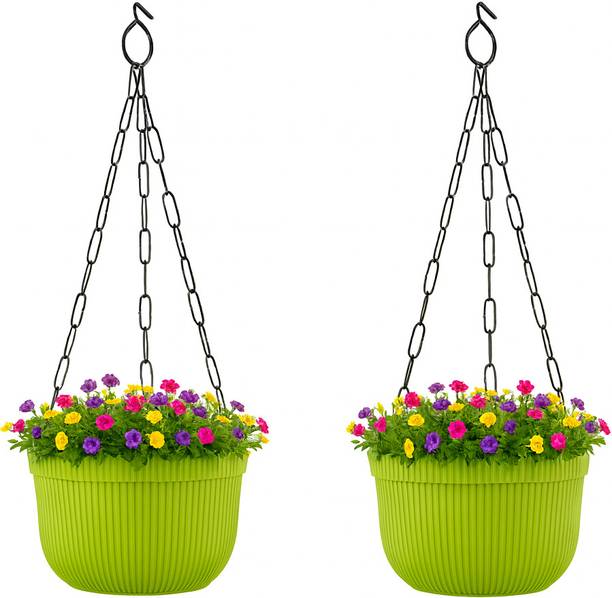 NKB Hanging Flower Pot for Balcony Garden | Big Size UV Protected Hanging Planter Plant Container Set