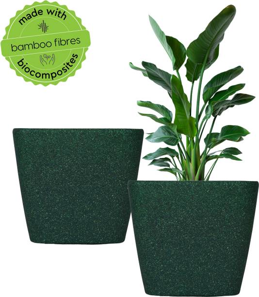 Eha Earth-Friendly 7 inch Daisy Self-Watering Planters | UV Protected, Bamboo Based Plant Container Set