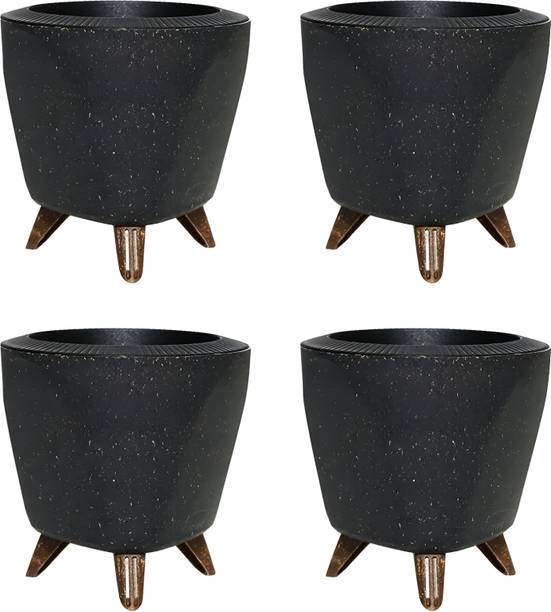 Natural Earth LAGOS Eco Self Watering Plant Pots for Indoor & Outdoor Use | Black Plant Container Set