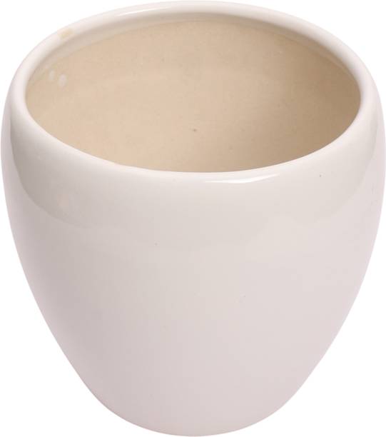 Neelja White Ceramic Planter Pot 6 Inch for Indoor Outdoor Home Garden Plant Container Set