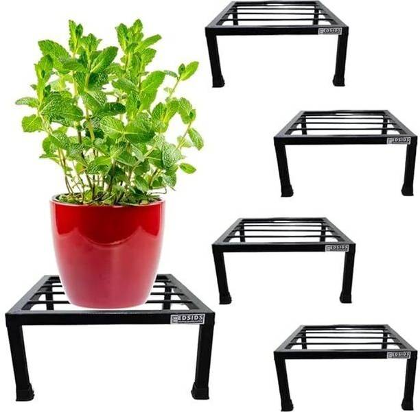 IndiaCraftHouse Plant Stand Iron Indoor/Outdoor Flower Plant Stand For Balcony (Black-Set of 4) Plant Container Set