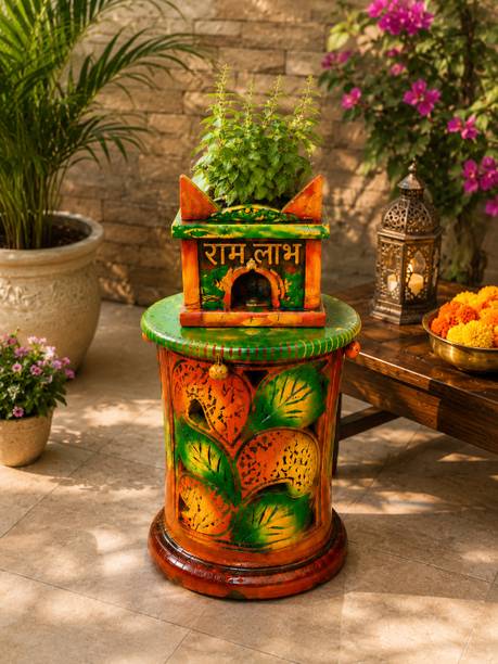 Wardan Store Handcrafted Tulsi Planter Stand for Home Décor | Plant Container Set