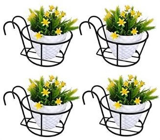 JNCRAFTS Planter Flower Pot Holder Basket Iron for Balcony,Garden, Plant Container Set
