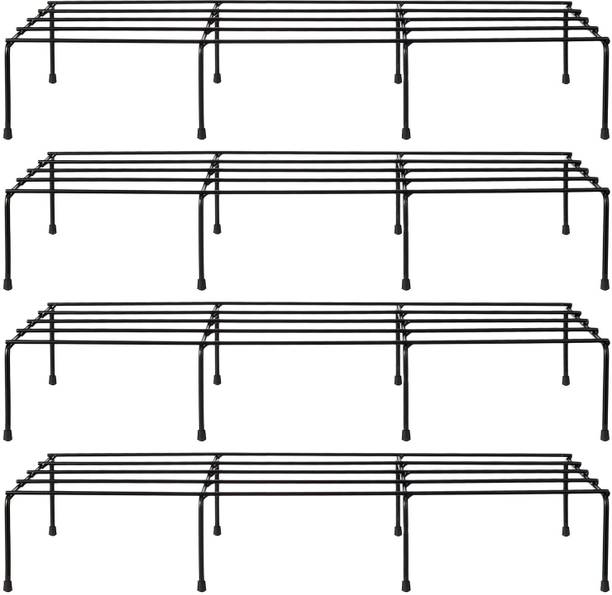 Acrylic Design Art Metal Plant Stand for Balcony (Black, Set of 4) Plant Container Set