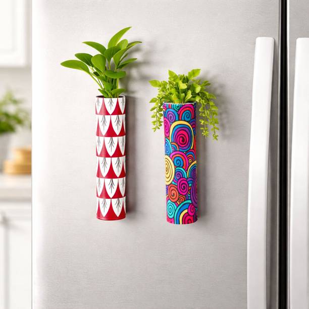 MEEBODE Metal Magnetic Fridge Planters|Hydroponic Flower Pot with Strong Freeze Magnets| Plant Container Set