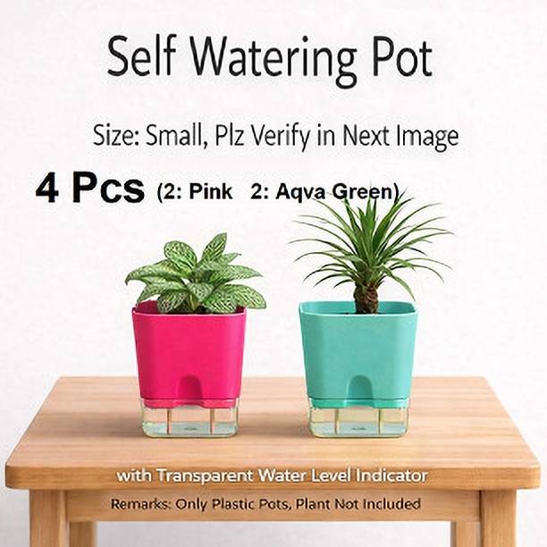 GratisLeafora Latest Designed Self Watering Pot with Transparent Water level indicator Plant Container Set