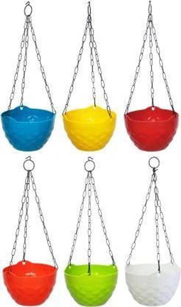 GreenStore Plastic Indoor Planter/Table top Planter/Plant Container/ Hanging Flower Pot 12 cm High Quality Flower Container Small Size 12 cm Flower Pot Plant Container Set (Pack of 6, Plastic) Plant Container Set