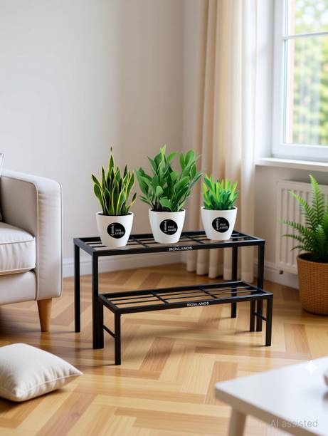 Iron Lands Elegance High Step Stand Plant Pot Rack Indoor Outdoor Balcony Stand Plant Container Set