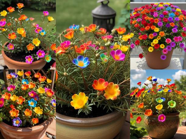 Earth Hopper Rare Rainbow Portulaca Flower Seeds - Low Maintenance, Grow All Year , Hybrid Seed