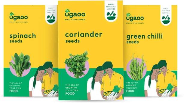 UGAOO Vegetable Seeds Combo Of Coriander, Spinach Palak, Green Chilli Seed