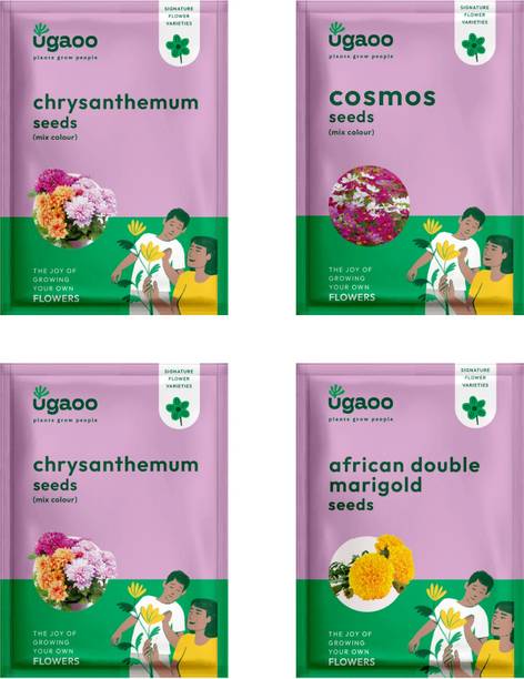 UGAOO Flower Seeds - Marigold African Double, Petunia, Zinnia Double mix, Vinca Seed
