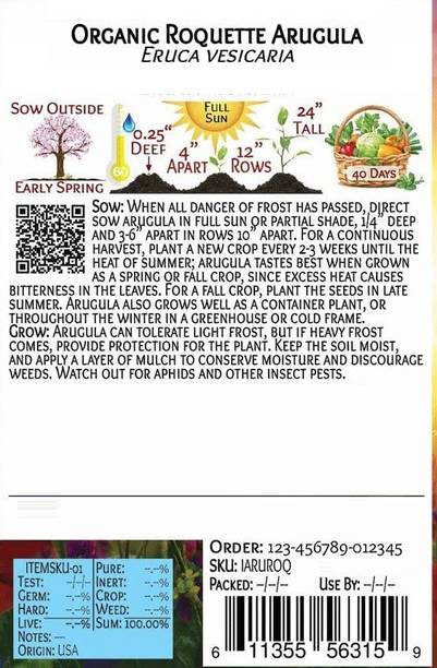 CYBEXIS NDIR-85 - Rocket Arugula - (2250 Seeds) Seed