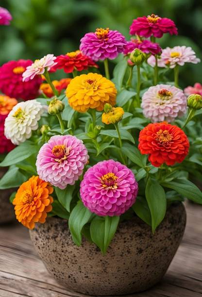 SeedsVally Hybrid Zinnia Flowers Mixed Colour Seeds For Your Garden Seed