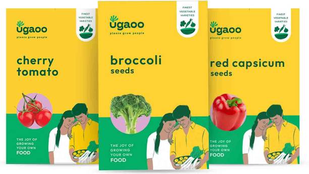 UGAOO Exotic Vegetable Seeds Combo Of Red Cherry Tomato, Broccoli, Red Capsicum Seed